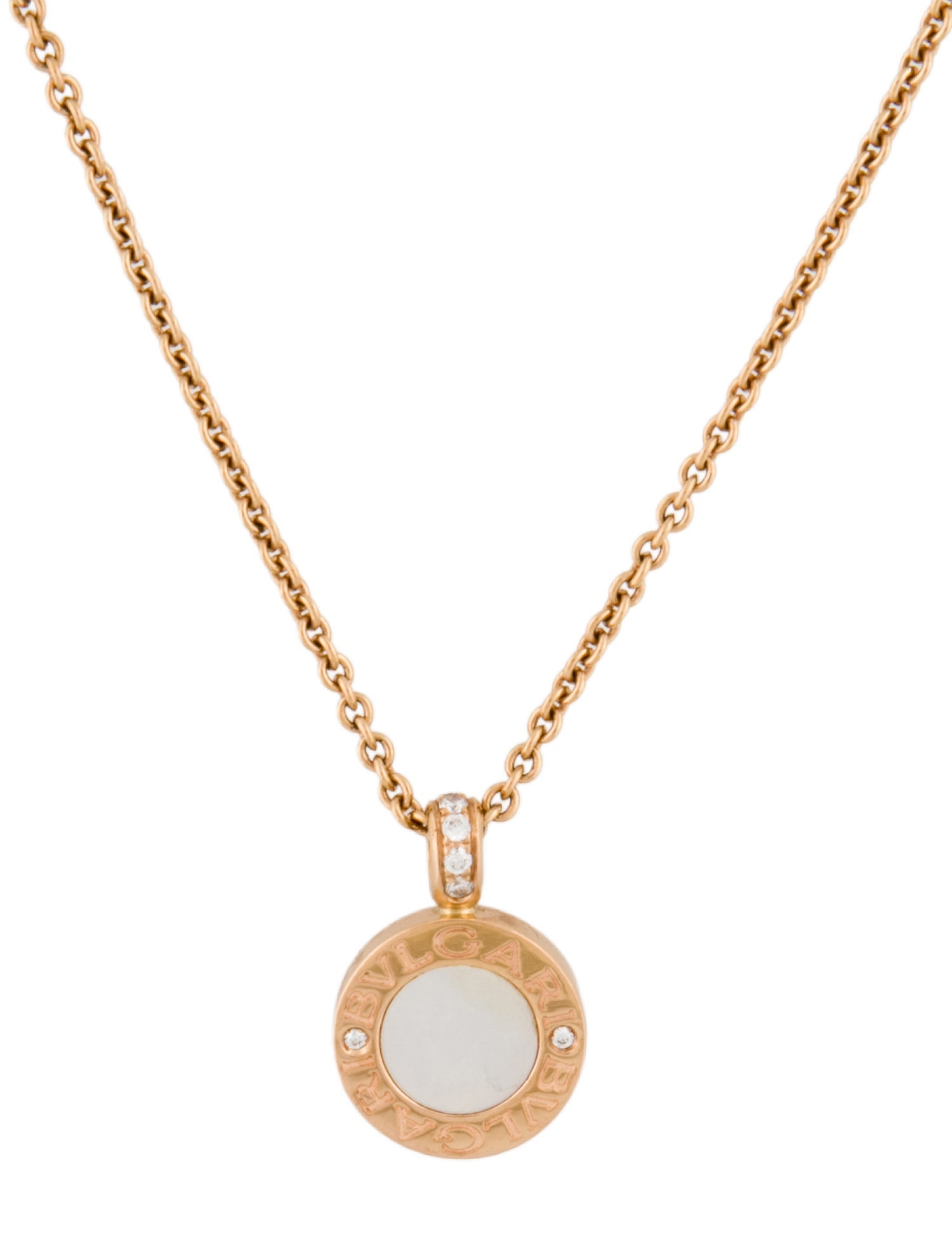 Bvlgari 18K Mother of Pearl, Onyx & Diamond Reversible Necklace