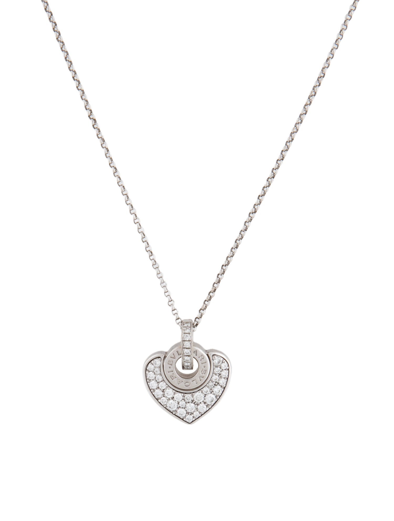 Bvlgari 18K Diamond Doppio Cuore Heart Pendant Necklace