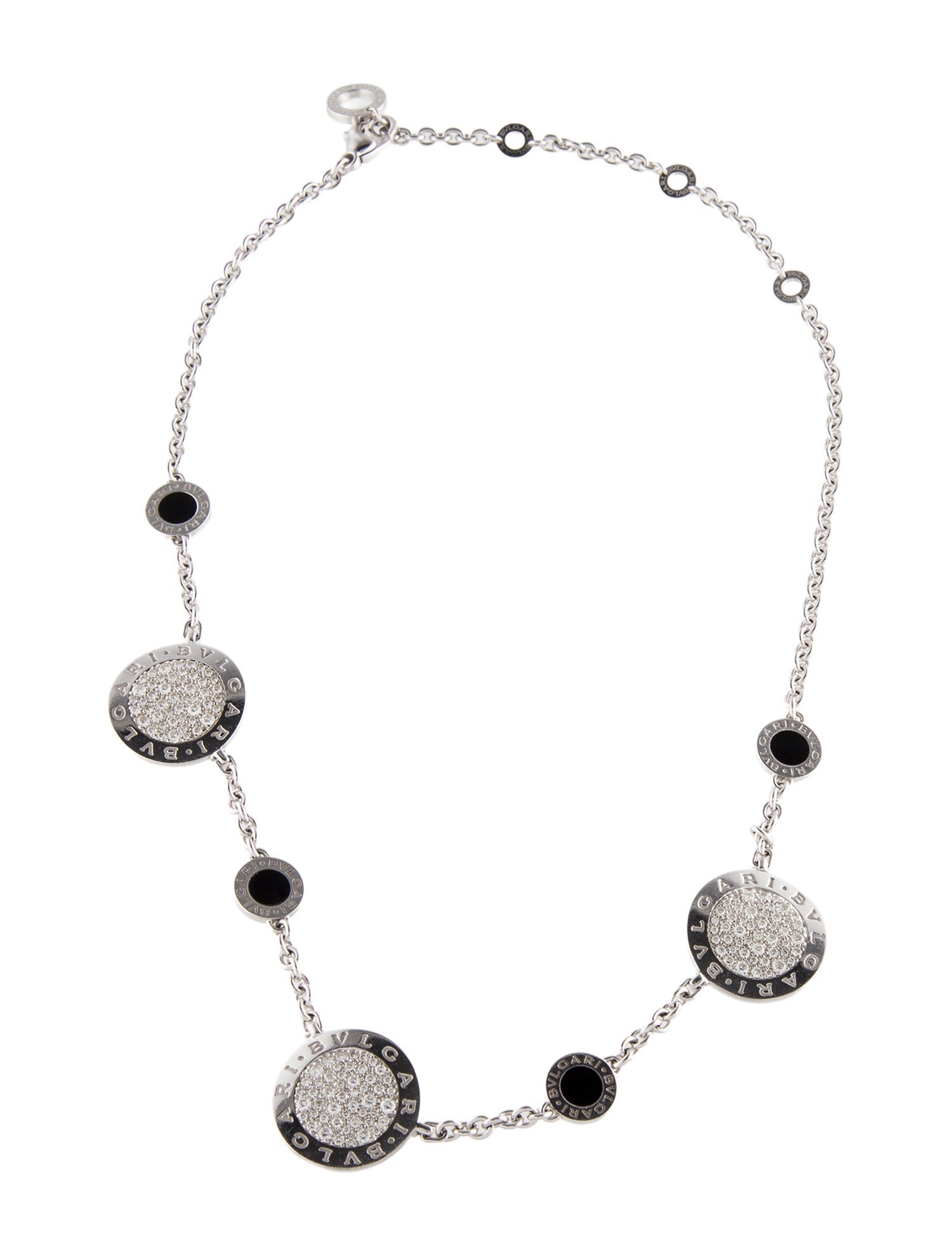 Bvlgari 18K Onyx & Diamond Station Necklace