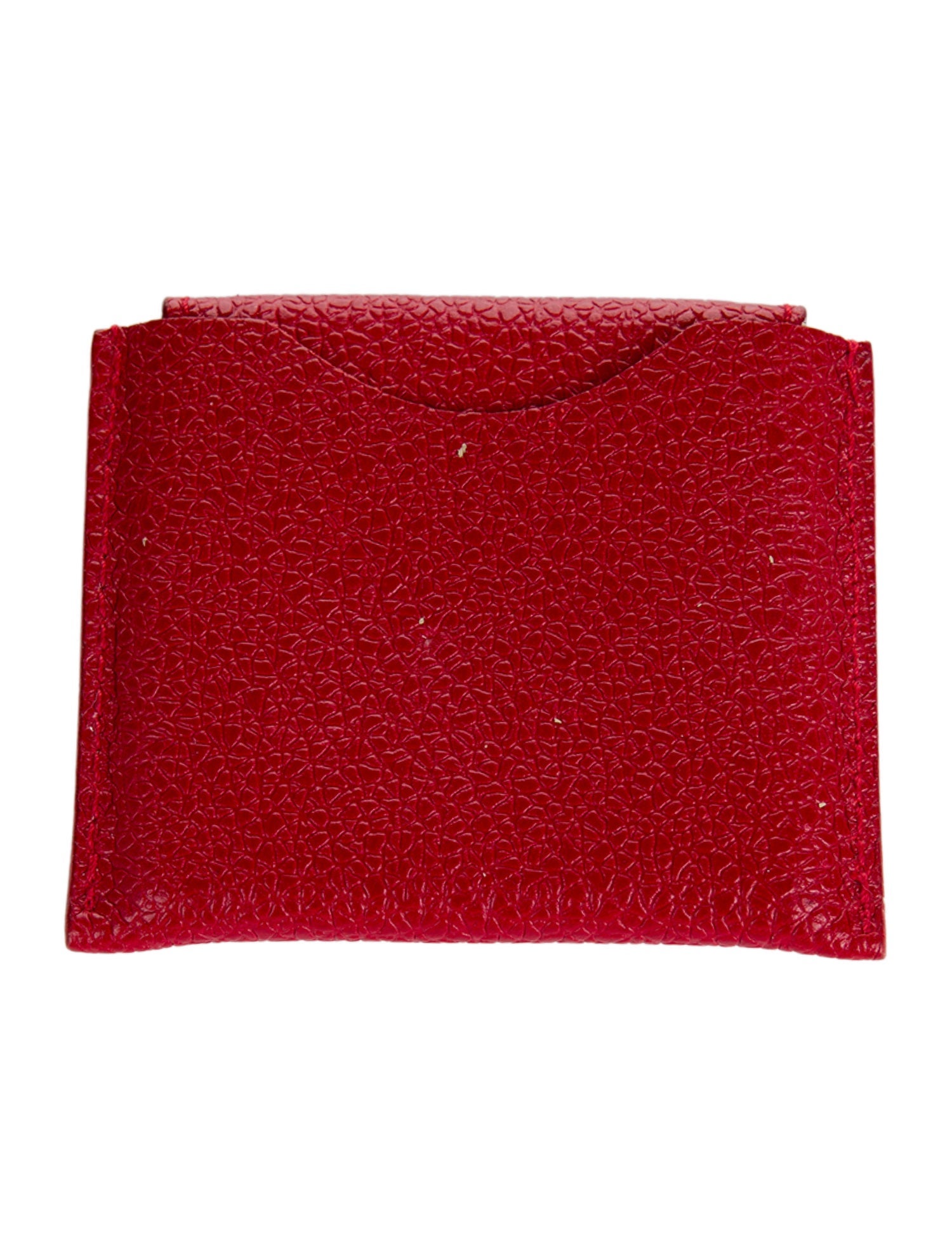 Bvlgari Red Embossed Leather Mini Travel Tag