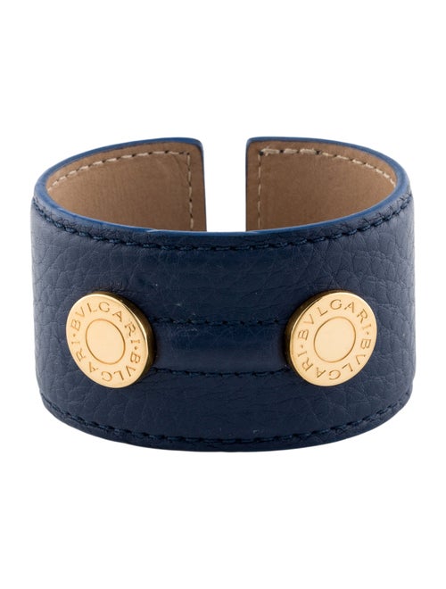 Bvlgari Leather Logo Stud Cuff