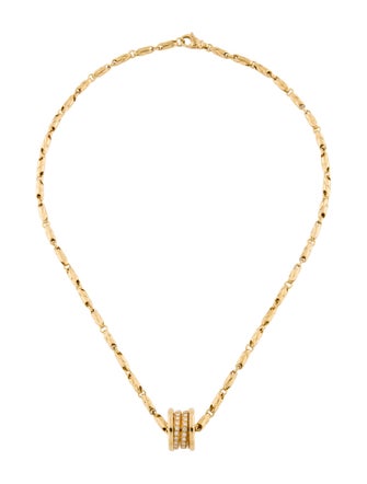 Bvlgari 18K Diamond B.zero1 Pendant w/Passo Doppio Link Chain Necklace