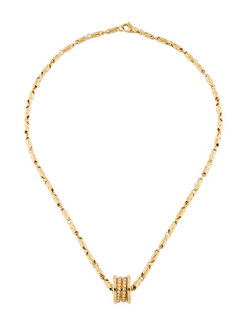 Bvlgari 18K Diamond B.zero1 Pendant w/Passo Doppio Link Chain Necklace