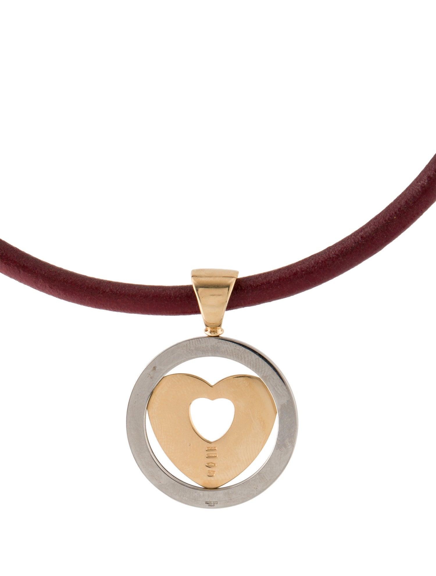 Bvlgari Leather Tondo Heart Pendant Necklace