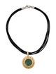 Bvlgari Grossular Garnet & Onyx Tondo Pendant Cord Necklace
