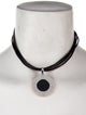Bvlgari Grossular Garnet & Onyx Tondo Pendant Cord Necklace
