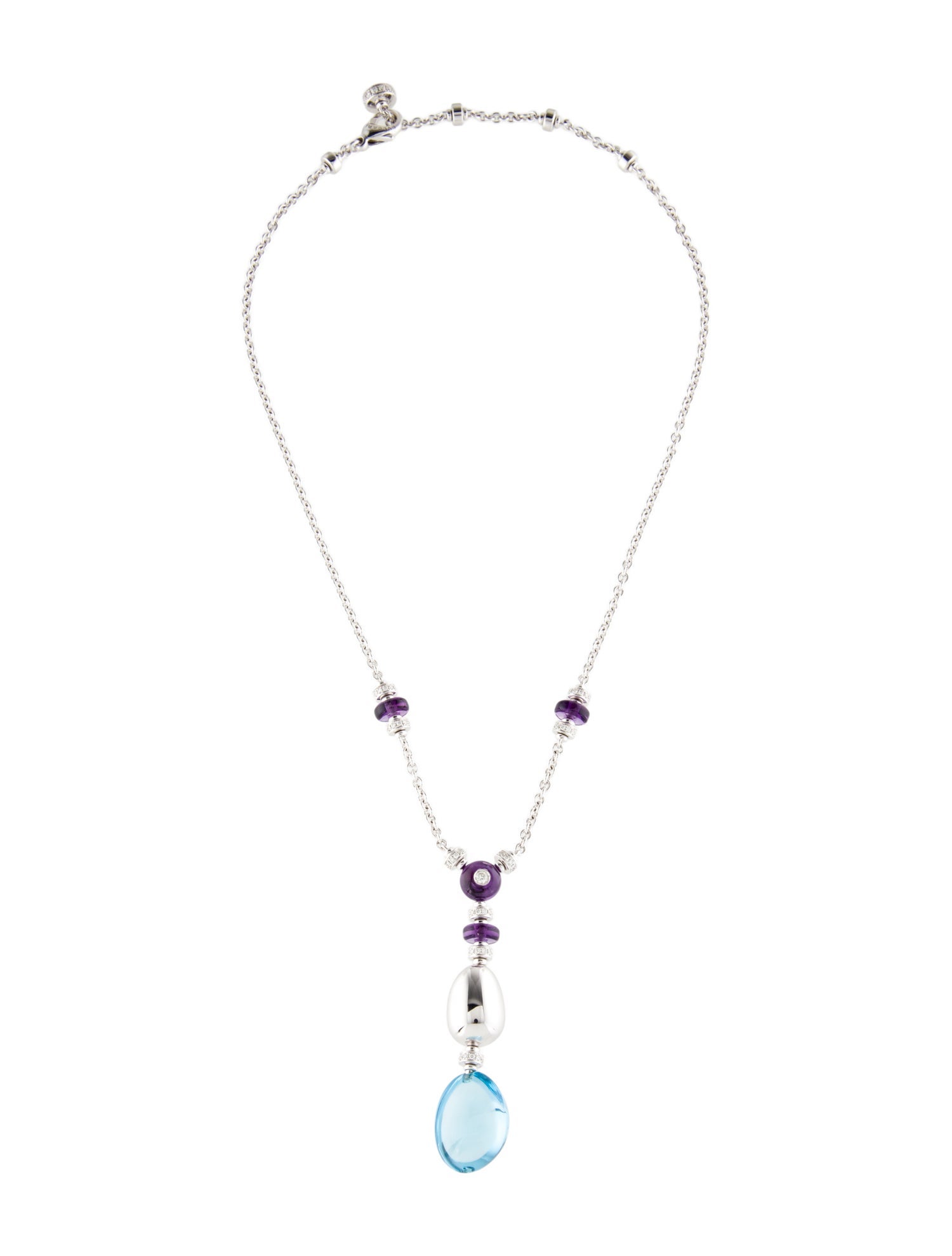 Bvlgari 18K Topaz, Amethyst & Diamond Mediterranean Eden Pendant Necklace