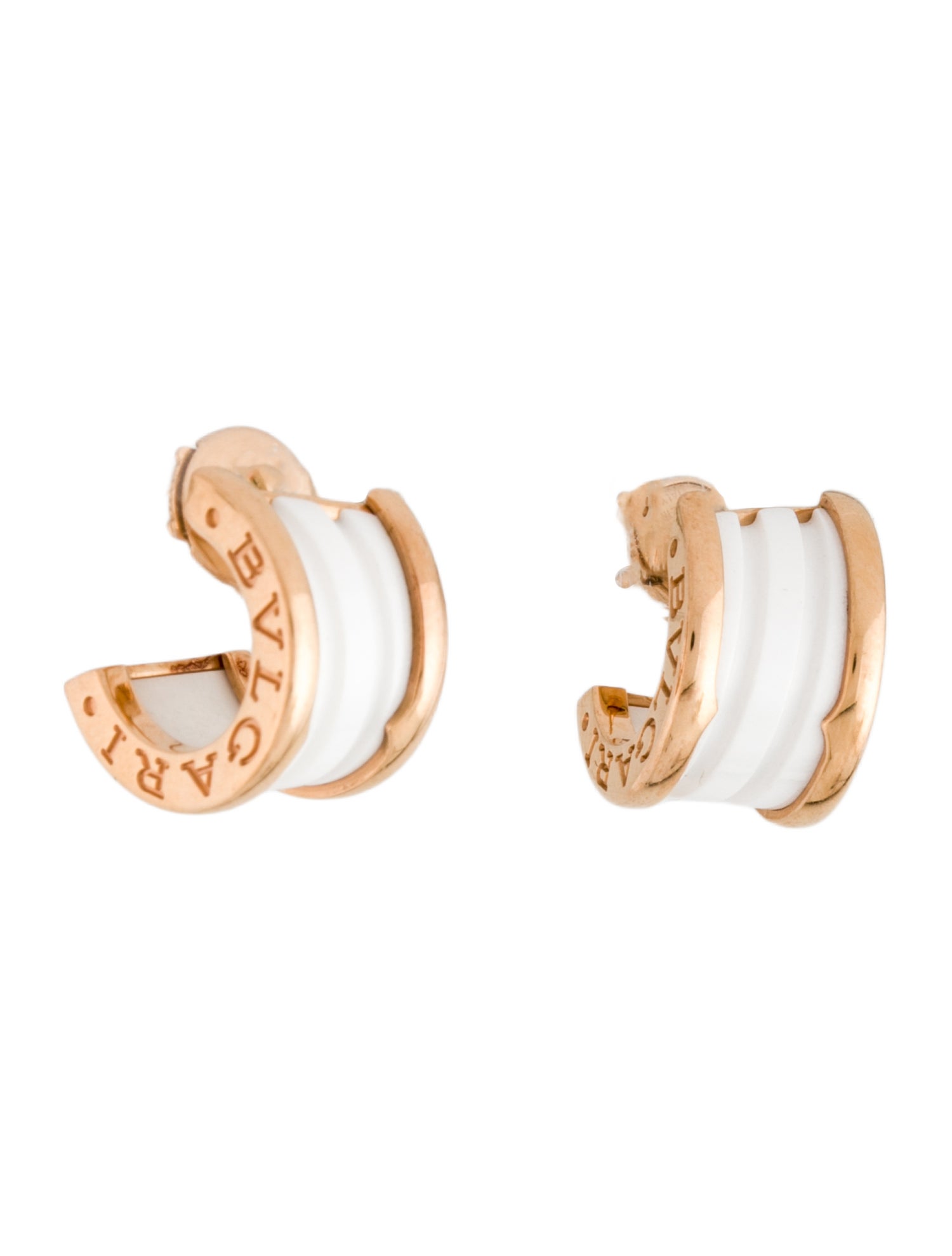 Bvlgari 18K Ceramic B.Zero1 Hoop Earrings