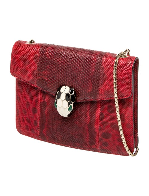 Bvlgari Snakeskin Red/Black Karung Leather Small Serpenti Forever Shoulder Bag