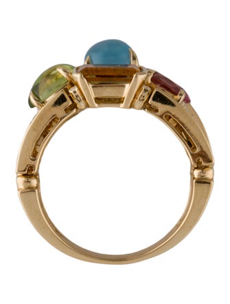 Bvlgari 18K Allegra Multi-Stone Three Row Ring