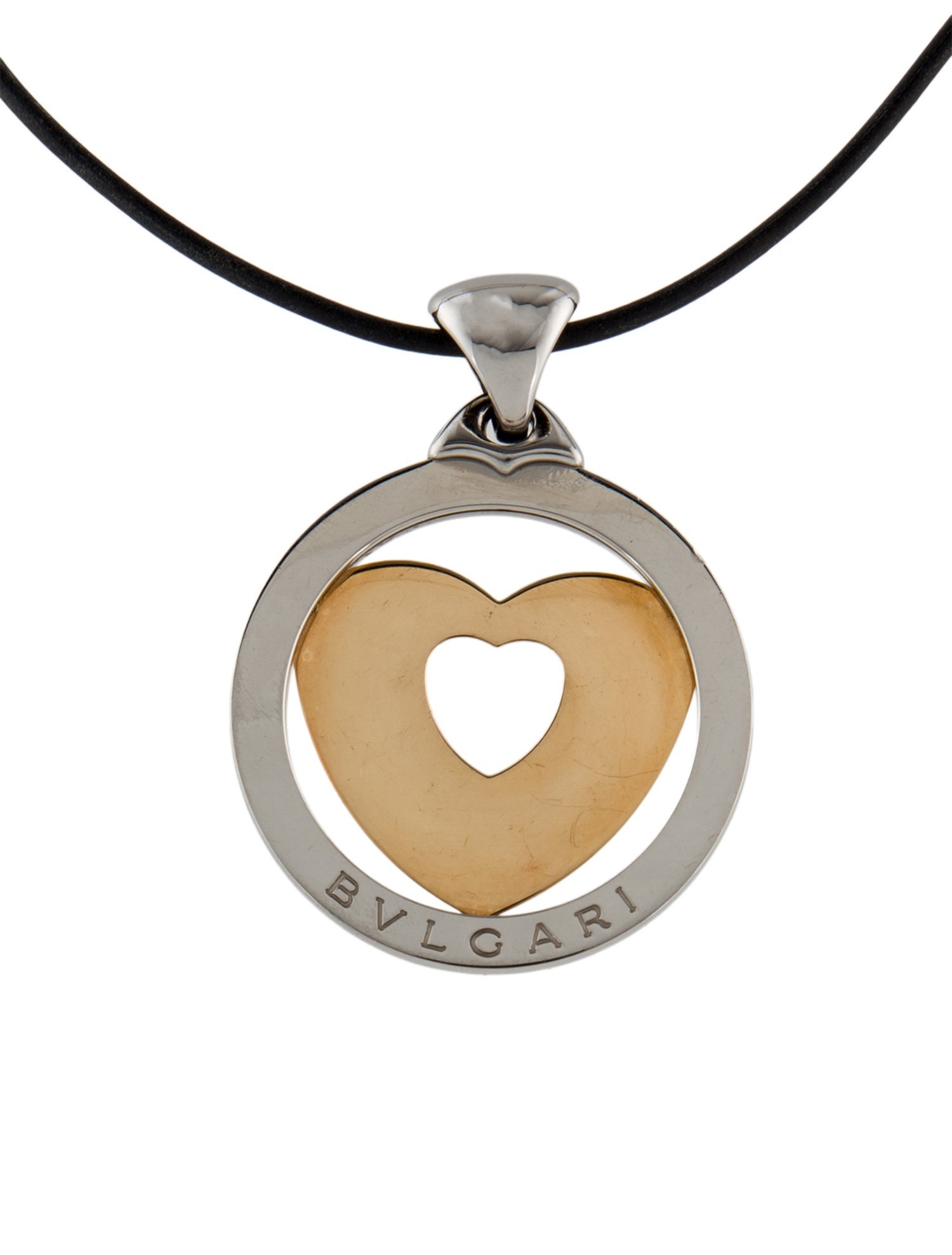 Bvlgari Two-Tone Tondo Heart Pendant Necklace