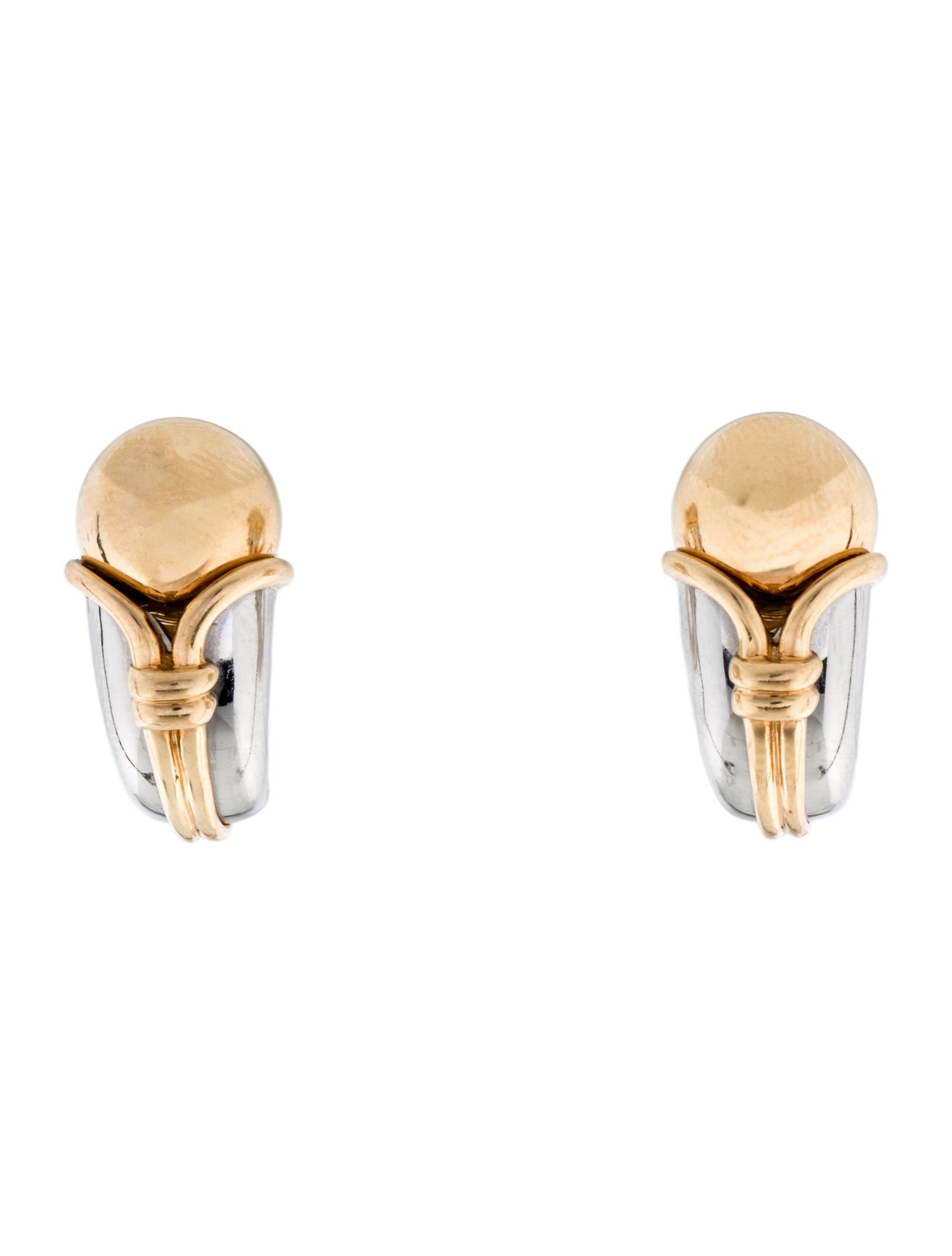 Bvlgari Vintage Two-Tone Sphere Clip-On Earrings