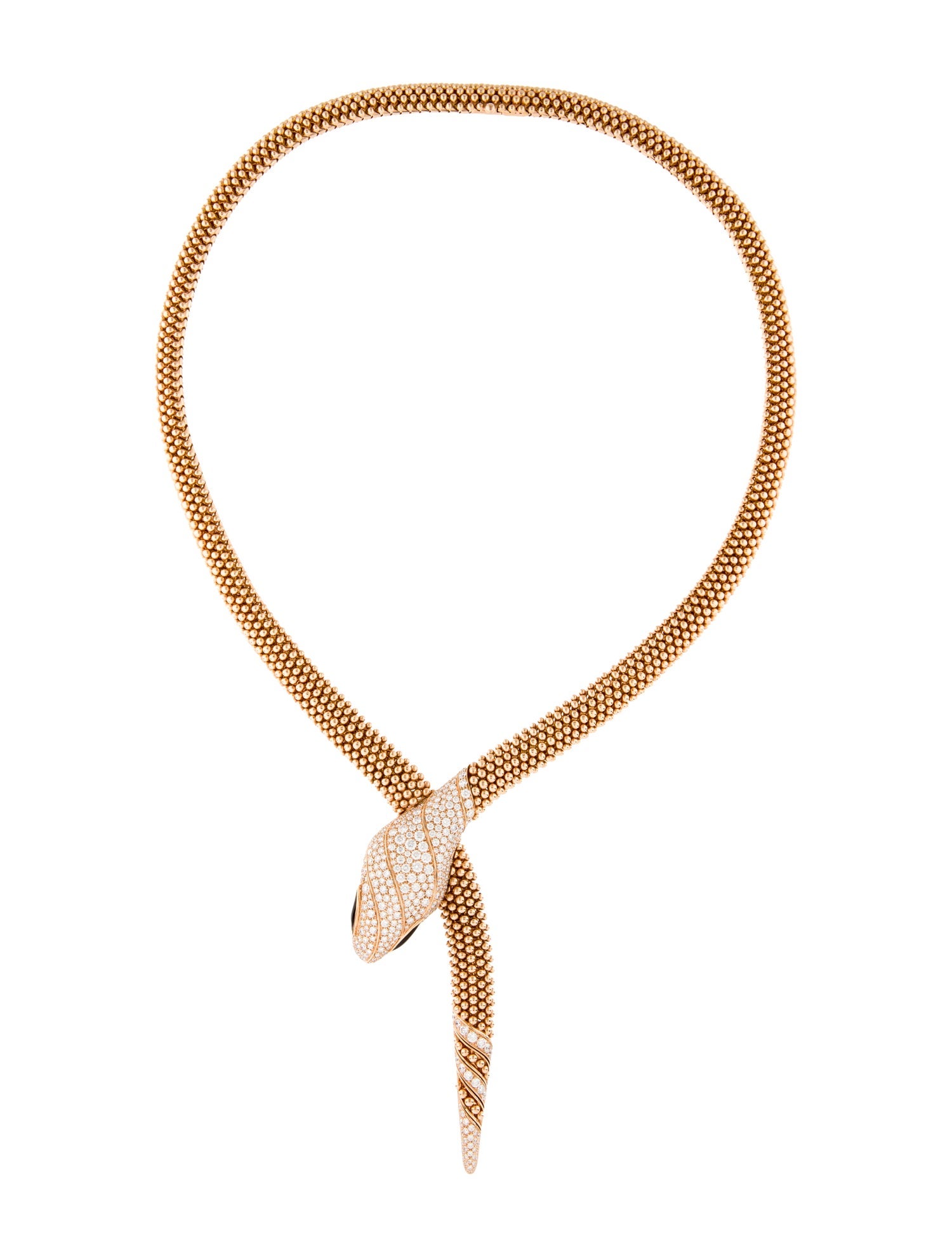 Bvlgari 18K 3.63ctw Diamond & Onyx Serpenti Necklace