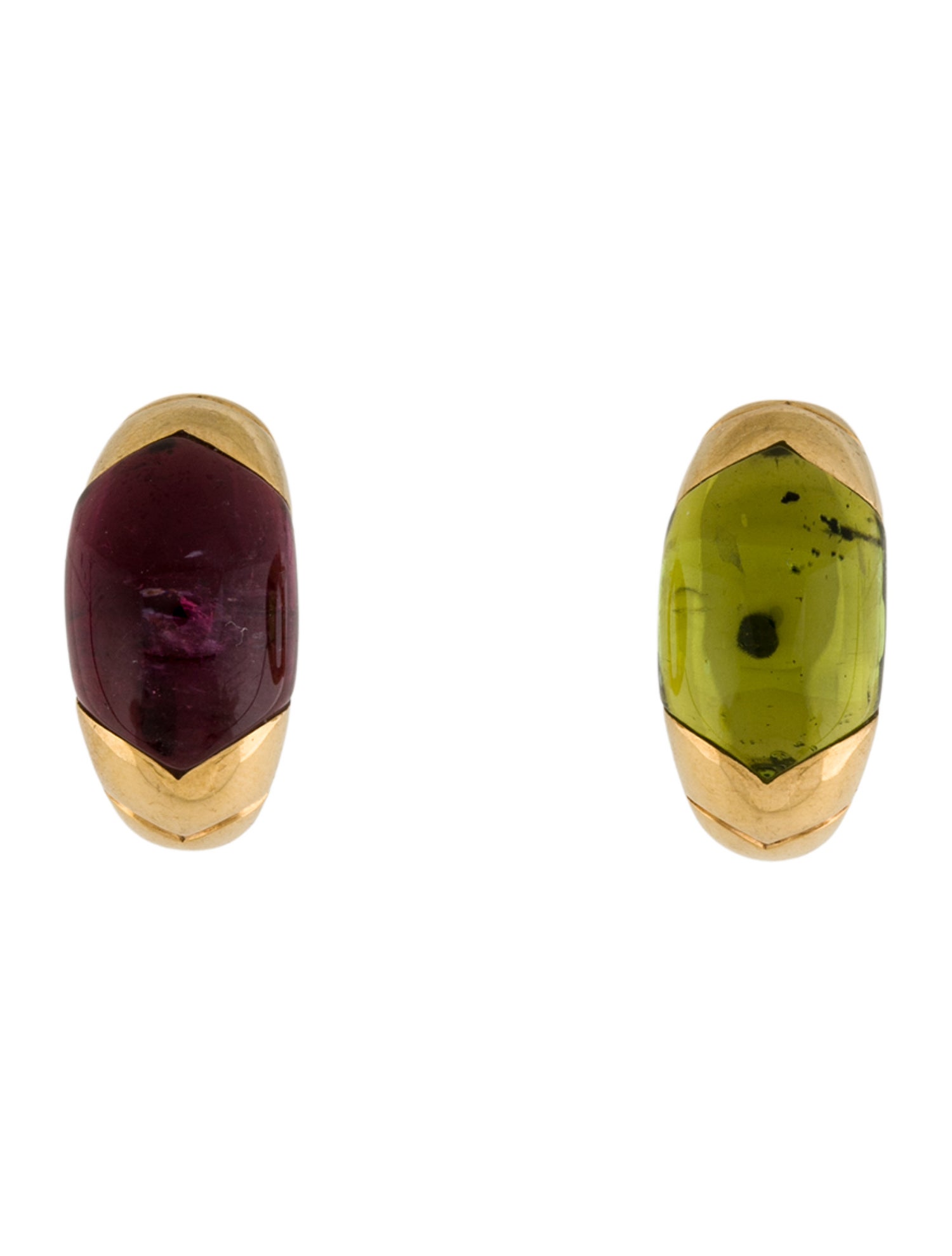 Bvlgari Tronchetto Peridot & Tourmaline Clip-On Earrings