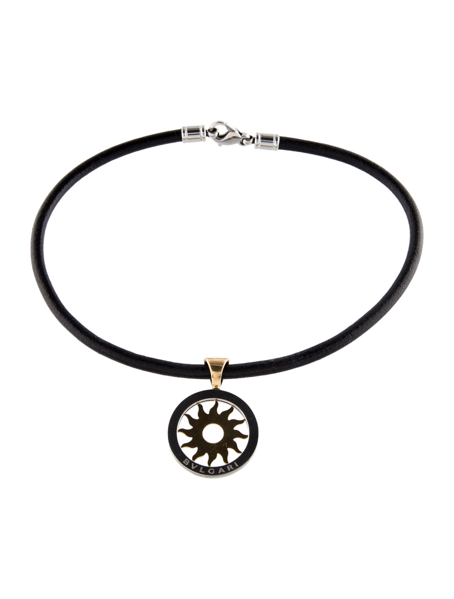 Bvlgari Two-Tone Leather Tondo Pendant Necklace