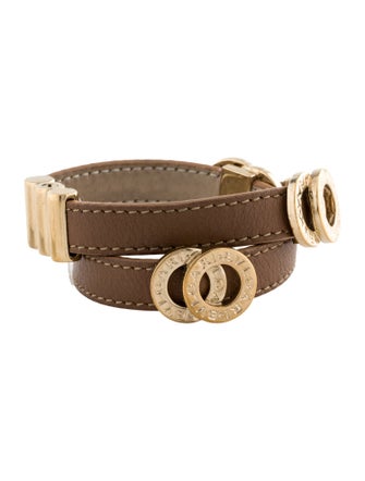 Bvlgari Leather Double Coiled Wrap Bracelet
