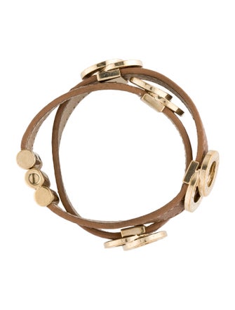 Bvlgari Leather Double Coiled Wrap Bracelet