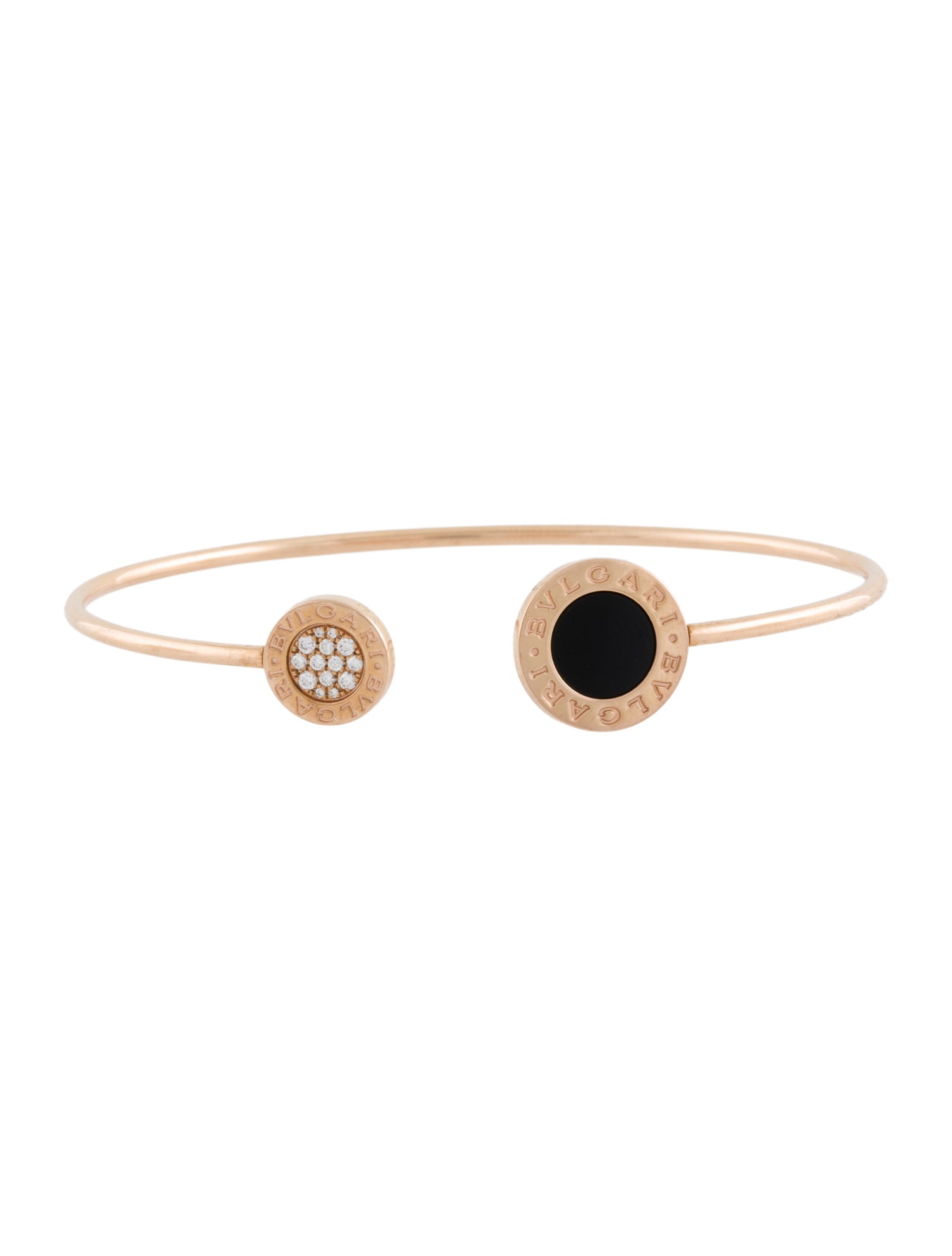 Bvlgari 18K Onyx & Diamond Cuff Bracelet