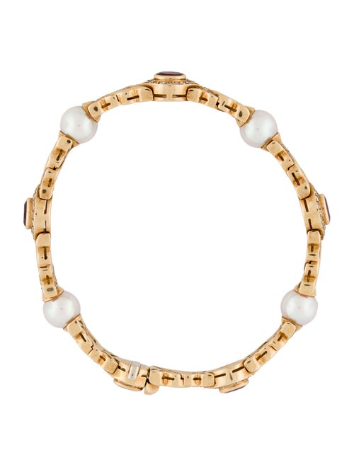 Bvlgari 18K Pearl, Ruby & Diamond Link Bracelet