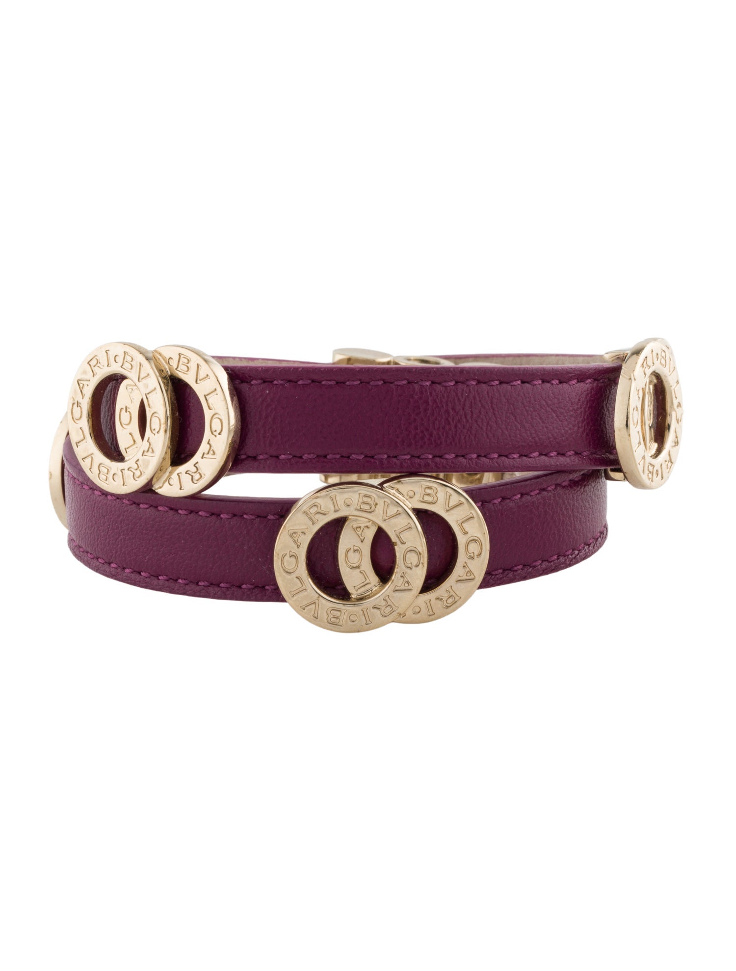 Bvlgari Leather Double Coil Wrap Bracelet