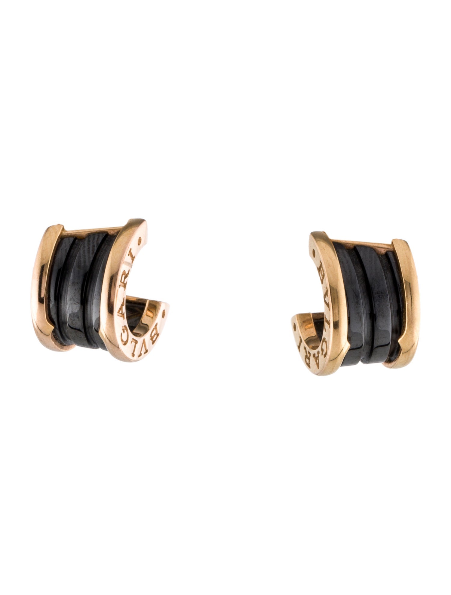Bvlgari 18K Ceramic B.zero1 Huggie Earrings