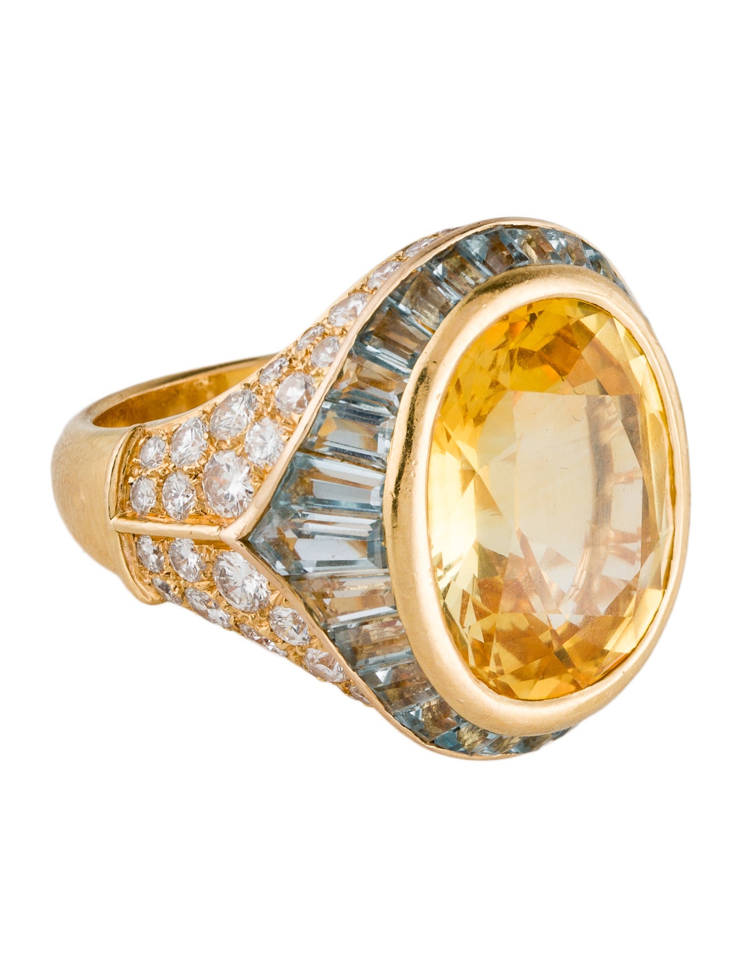 Bvlgari Vintage 18K 13.20ct Sapphire, Topaz & Diamond Cocktail Ring