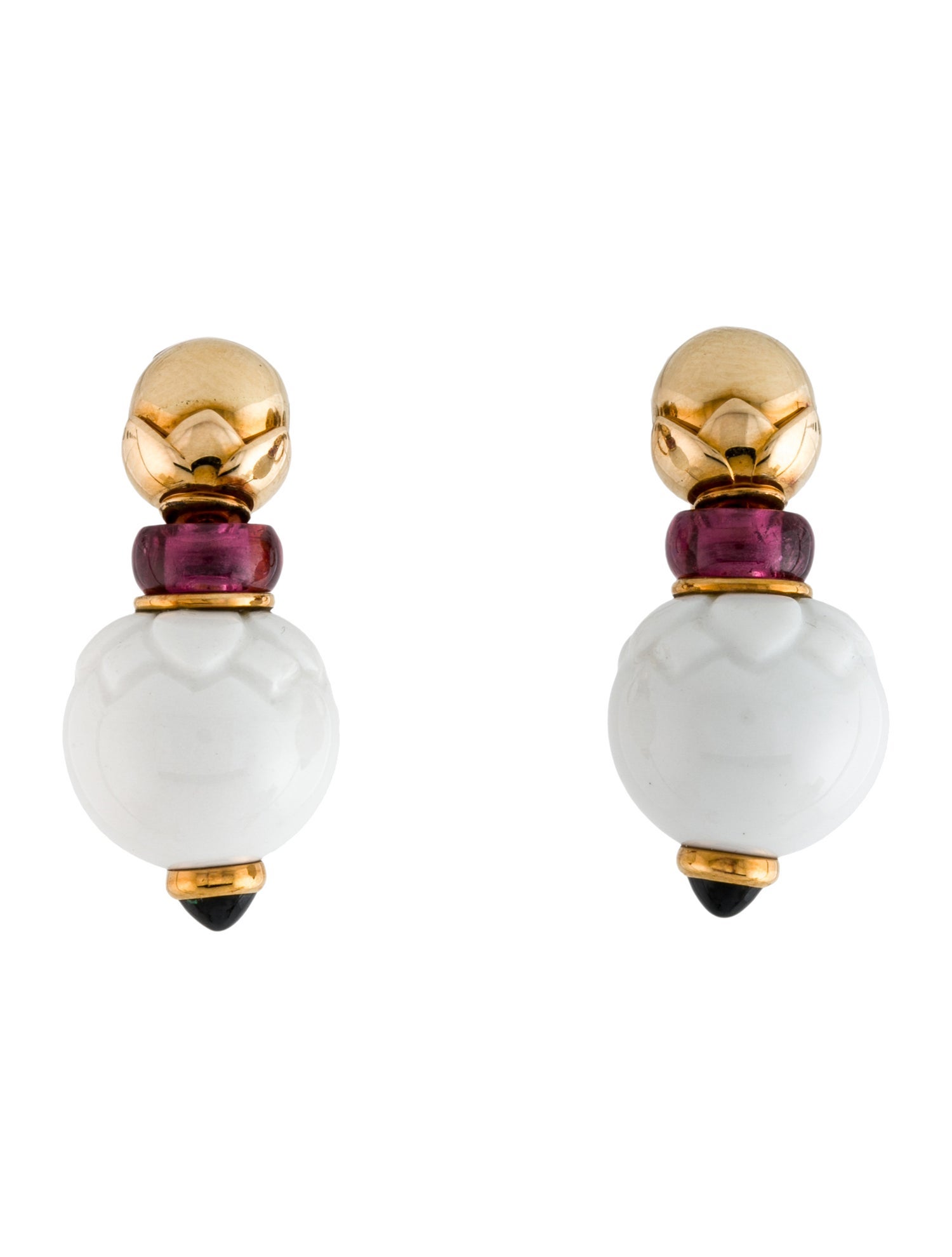 Bvlgari 18K Tourmaline & Ceramic Chandra Drop Earrings