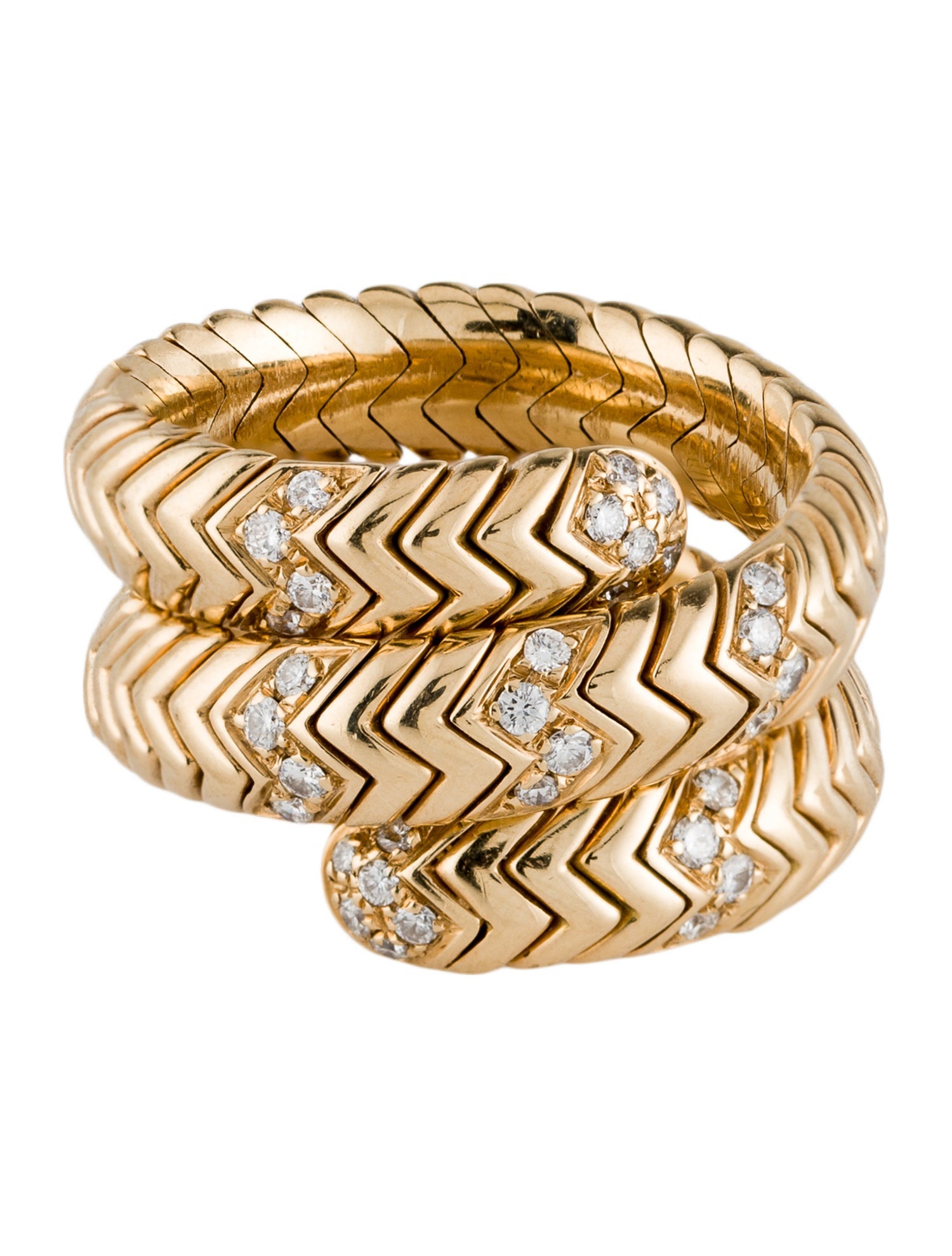 Bvlgari Vintage 18K Diamond Spiga Coil Ring
