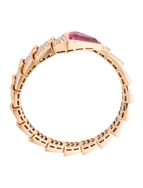 Bvlgari 18K Rubellite & Diamond Serpenti Viper Bangle Bracelet
