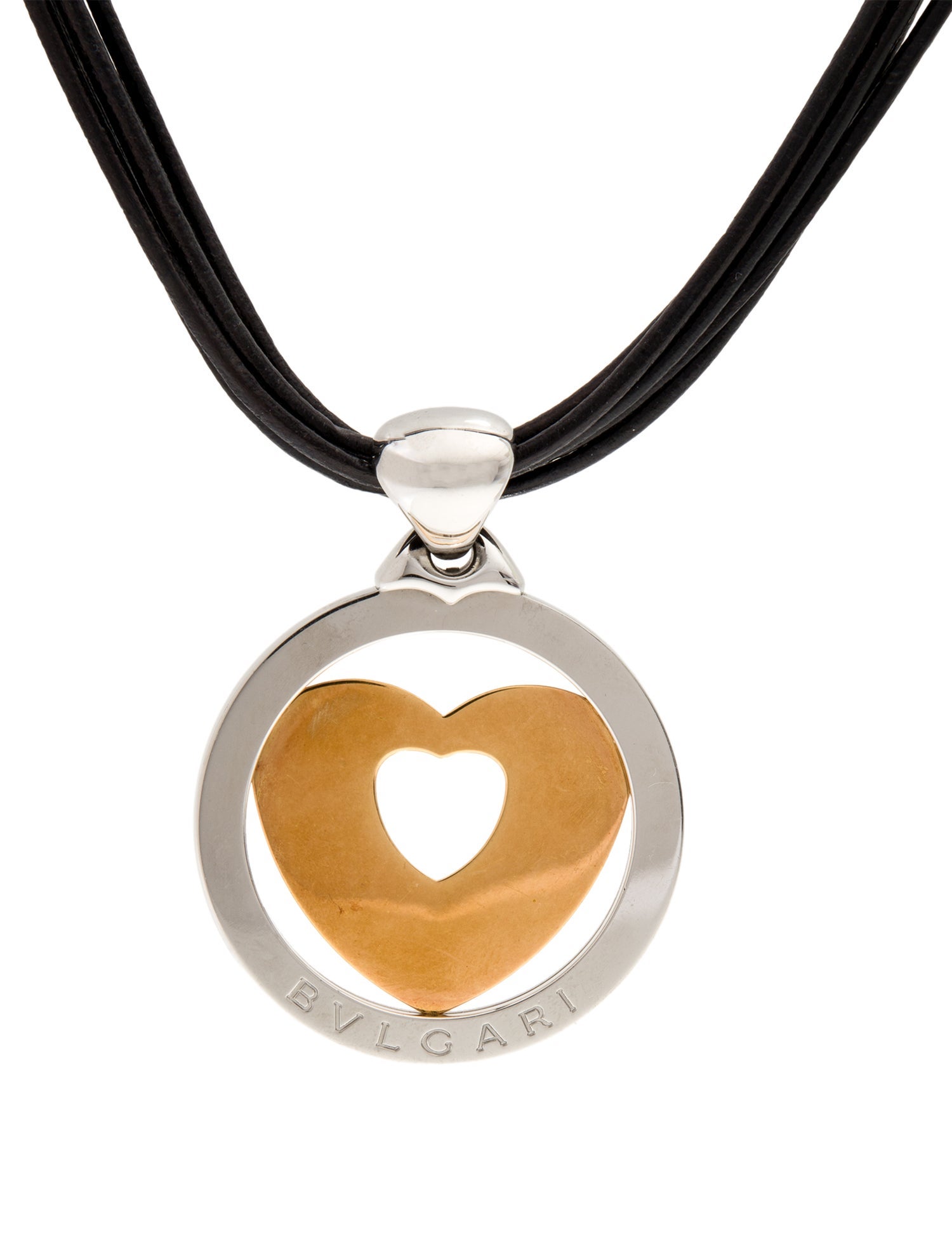 Bvlgari Two-Tone Tondo Heart Pendant Necklace