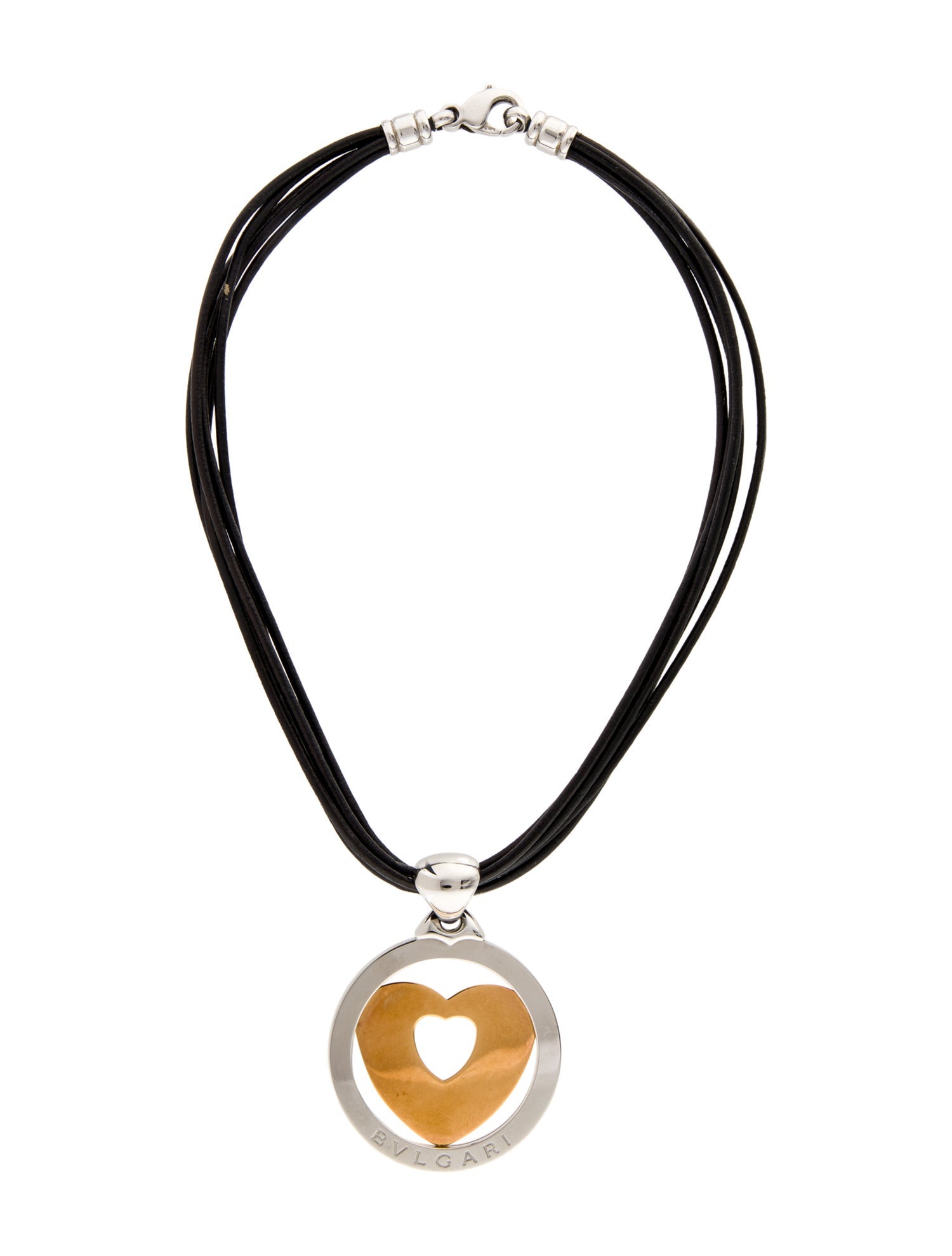 Bvlgari Two-Tone Tondo Heart Pendant Necklace