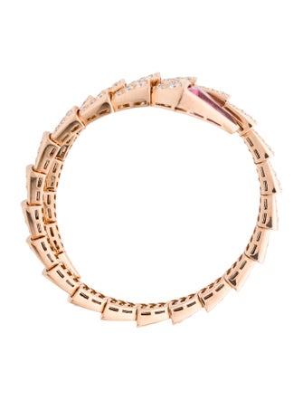 Bvlgari 18K Rubellite & Diamond Serpenti Viper Bangle Bracelet