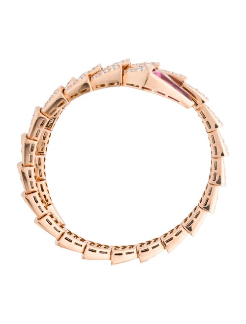 Bvlgari 18K Rubellite & Diamond Serpenti Viper Bangle Bracelet