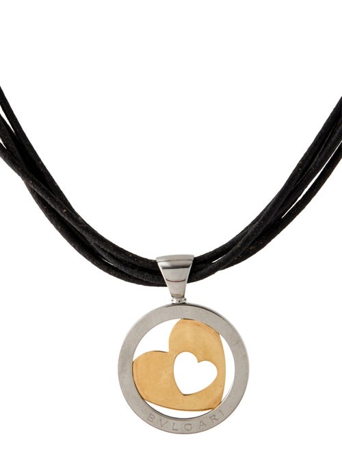 Bvlgari Leather Tondo Heart Pendant Necklace