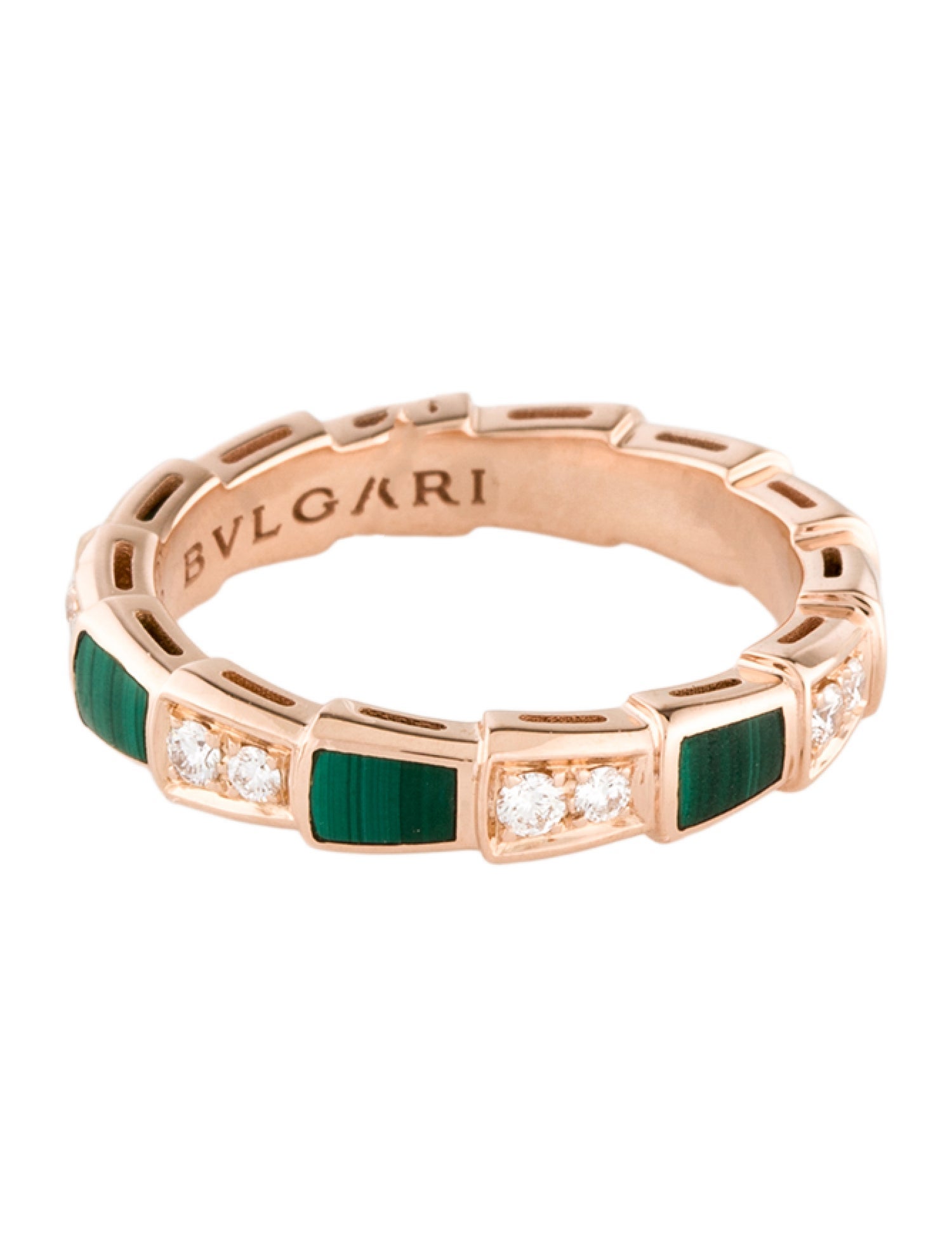 Bvlgari 18K Malachite & Diamond Serpenti Viper Band