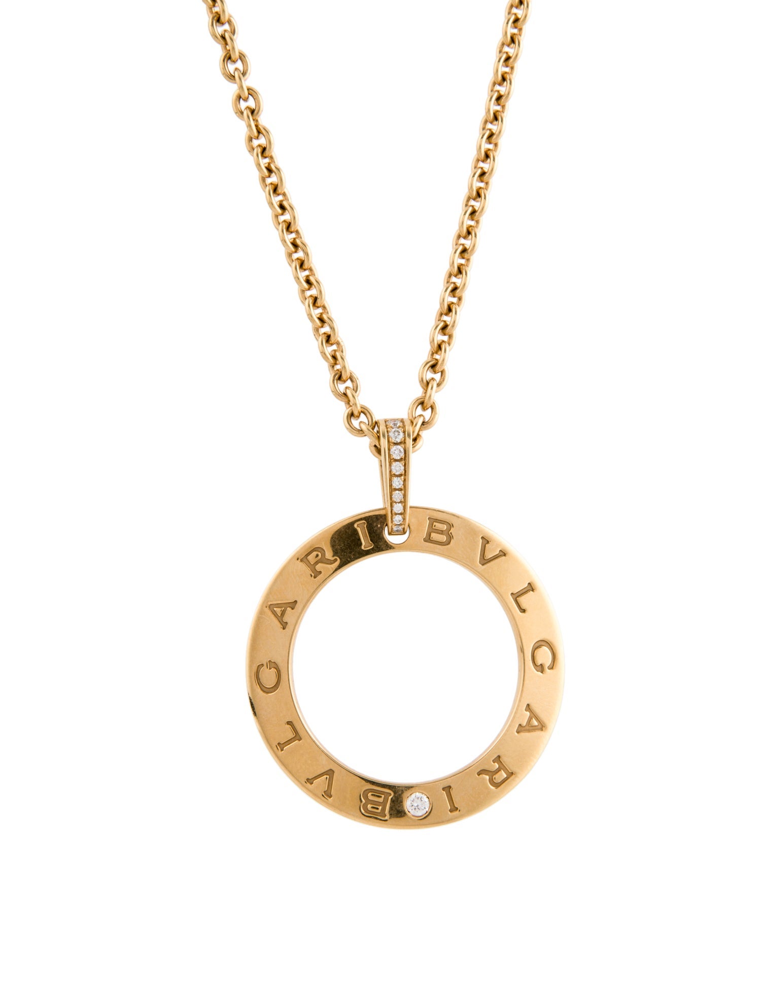 Bvlgari 18K Diamond Open Circle Pendant Necklace