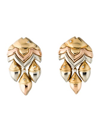 Bvlgari 18K Diamond Naturalia Clip-On Drop Earrings