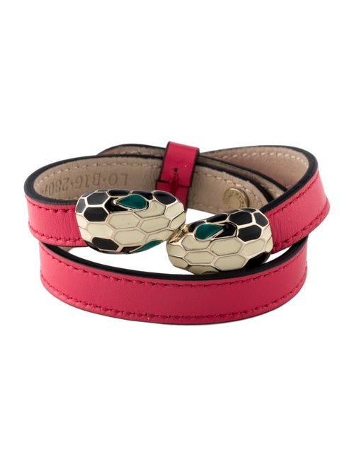 Bvlgari Leather & Enamel Serpenti Forever Wrap Bracelet