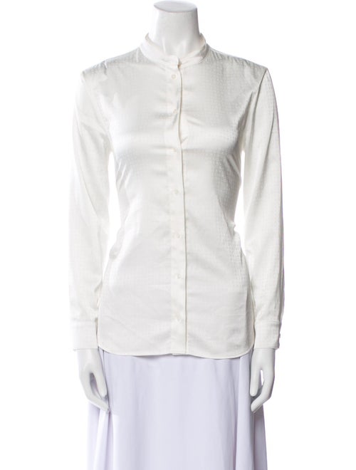 Bvlgari Mock Neck Long Sleeve Button-Up Top