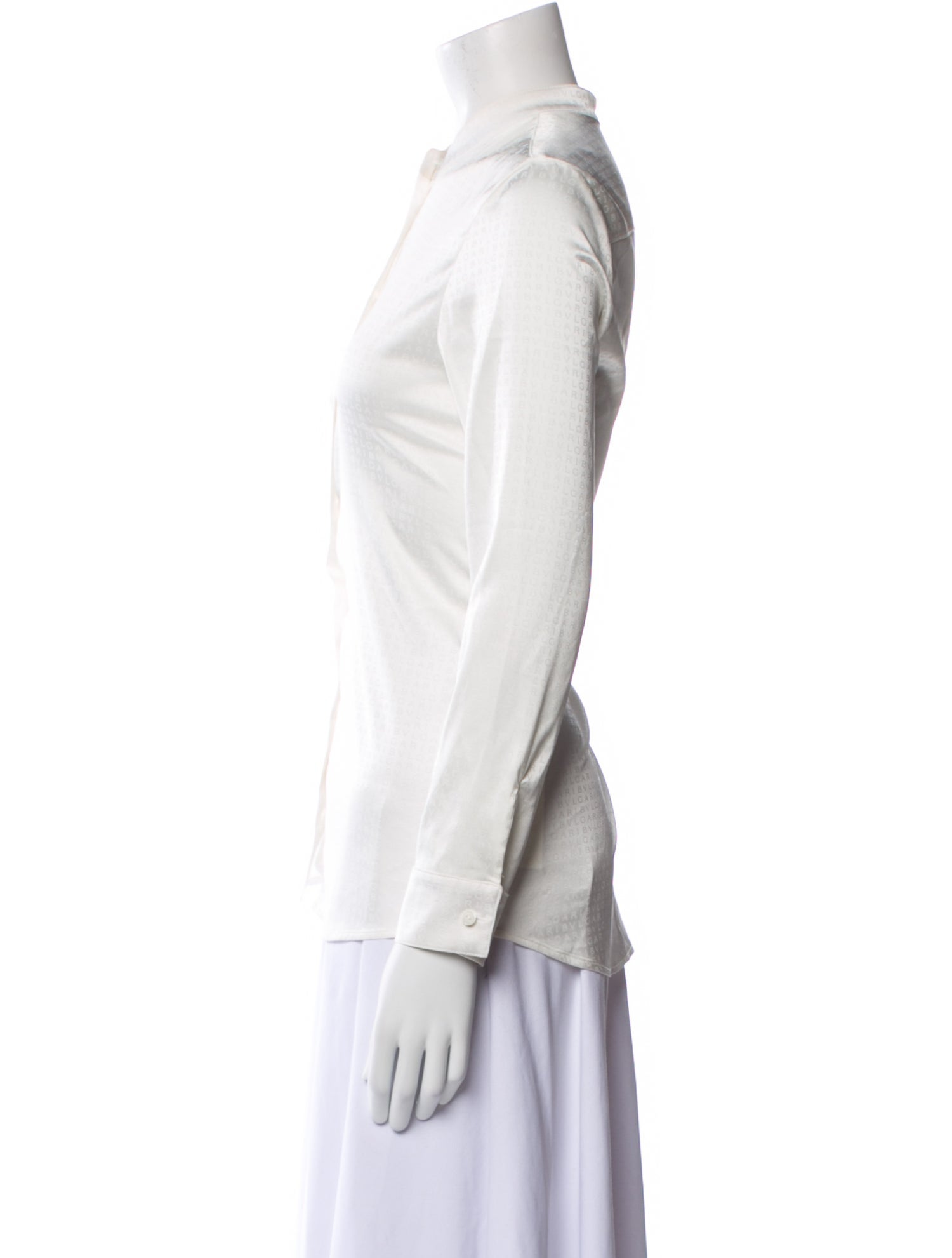 Bvlgari Mock Neck Long Sleeve Button-Up Top