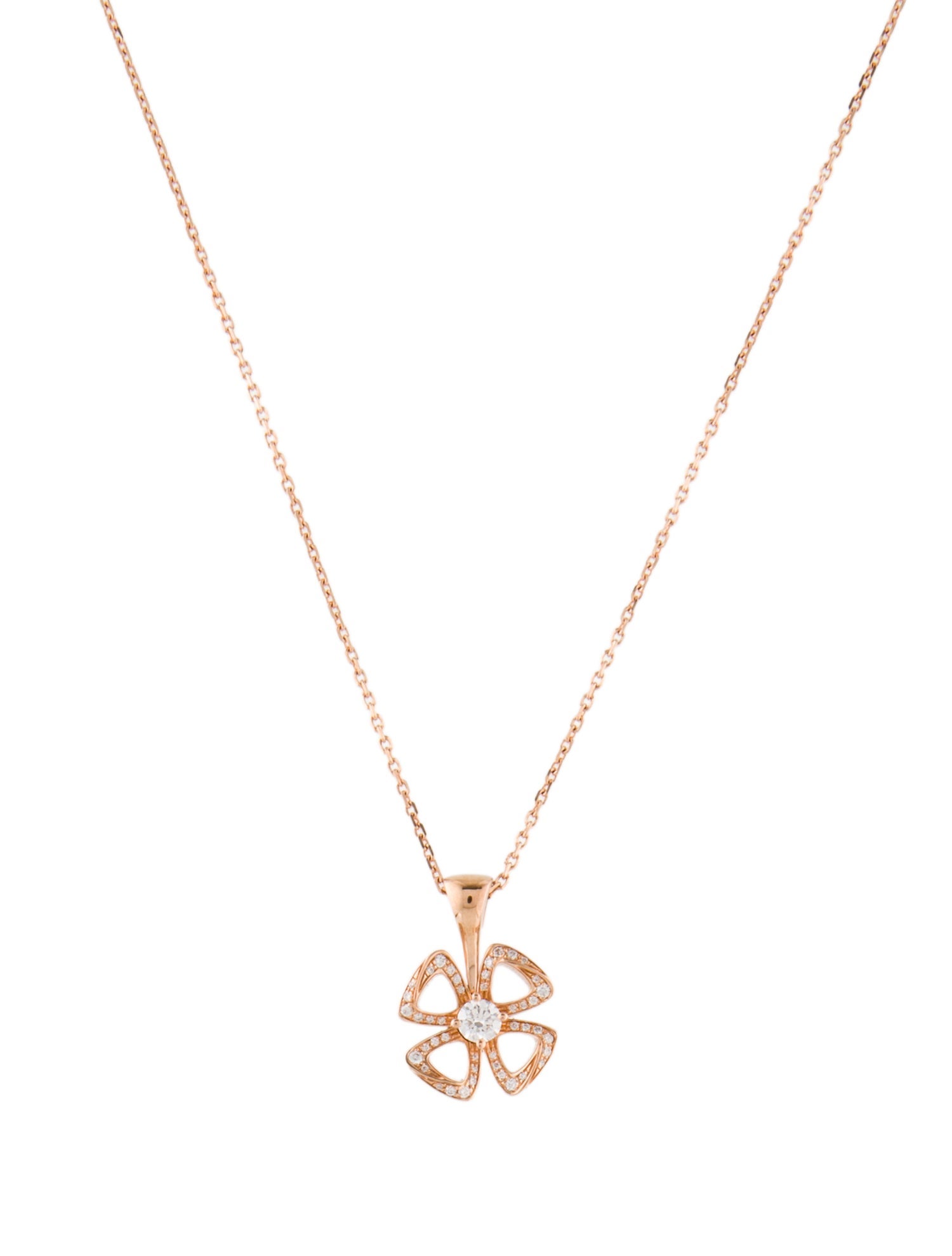 Bvlgari 18K Diamond Fiorever Pendant Necklace