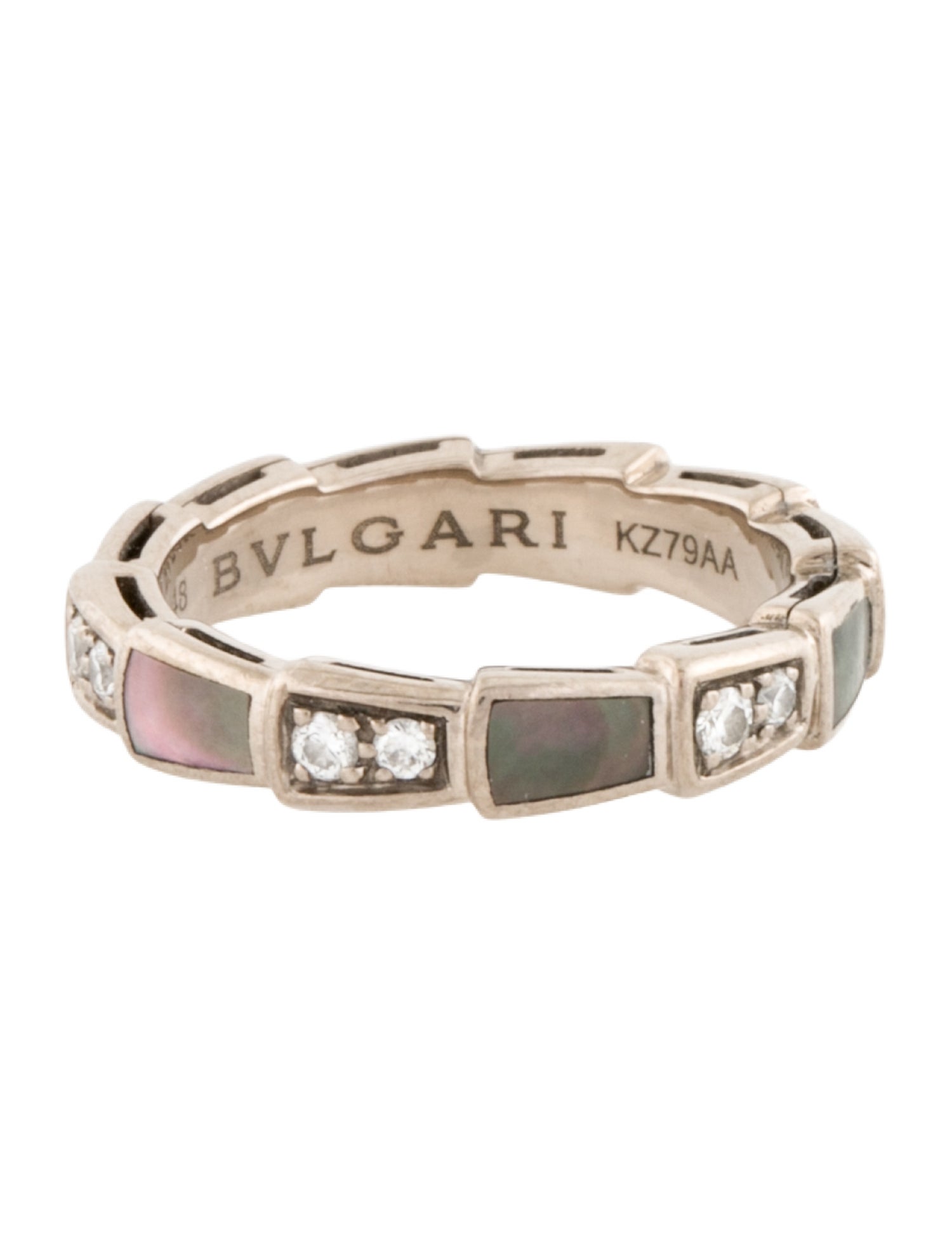 Bvlgari 18K Mother of Pearl & Diamond Serpenti Viper Ring
