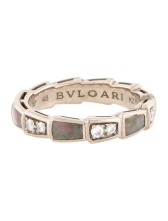 Bvlgari 18K Mother of Pearl & Diamond Serpenti Viper Ring