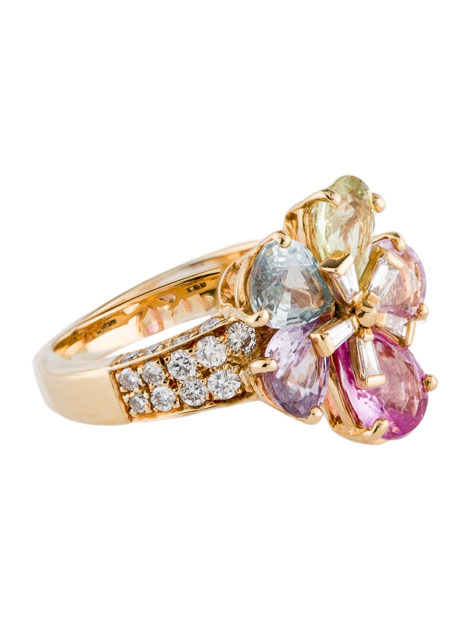 Bvlgari 18K Sapphire & Diamond Flower Cocktail Ring