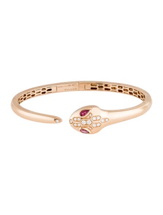 Bvlgari 18K Tourmaline & Diamond Seduttori Serpenti Cuff Bracelet