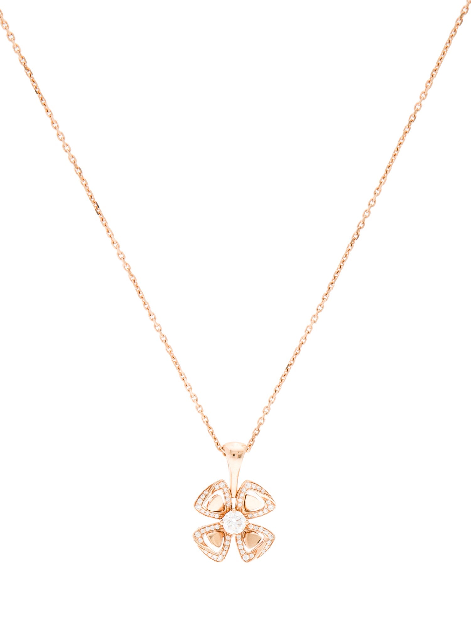 Bvlgari 18K Fiorever Diamond Pendant Necklace