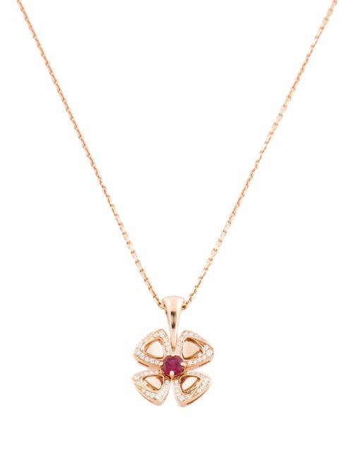 Bvlgari 18K Ruby & Diamond Fiorever Necklace