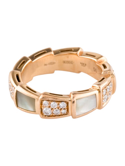 Bvlgari 18K Mother Of Pearl & Diamond Serpenti Viper Ring