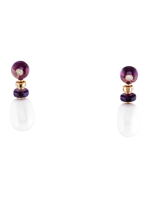 Bvlgari 18K Amethyst, Diamond & Porcelain Mediterranean Eden Sassi Earrings