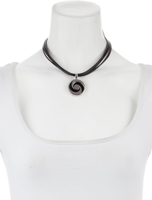 Bvlgari Onyx & Leather Optical Spinning Pendant Necklace